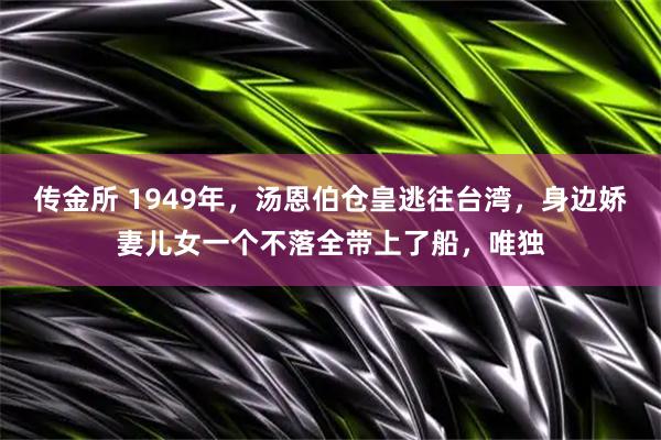 传金所 1949年，汤恩伯仓皇逃往台湾，身边娇妻儿女一个不落全带上了船，唯独